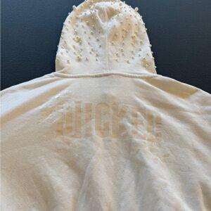 WICKED White Hoodie with Pearl Embellishments